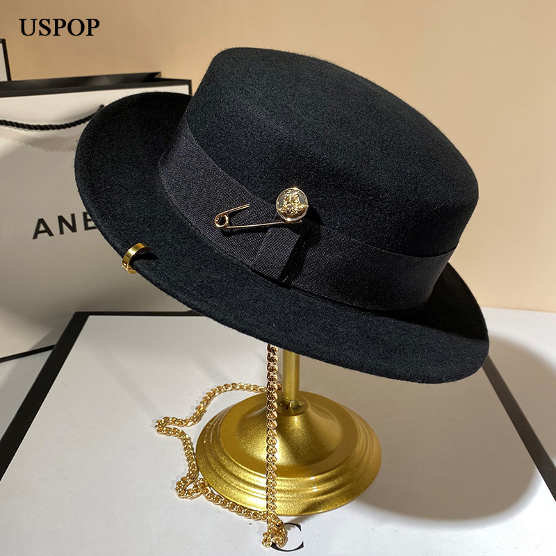 Fedora Hat Wool - Uspop novos chapéus de inverno feminino