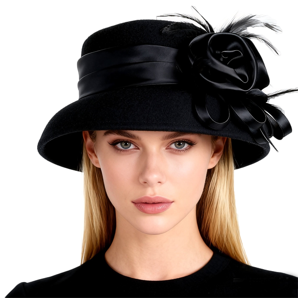 Fedora Hat Wool - Chapéu cloche de feltro de lã