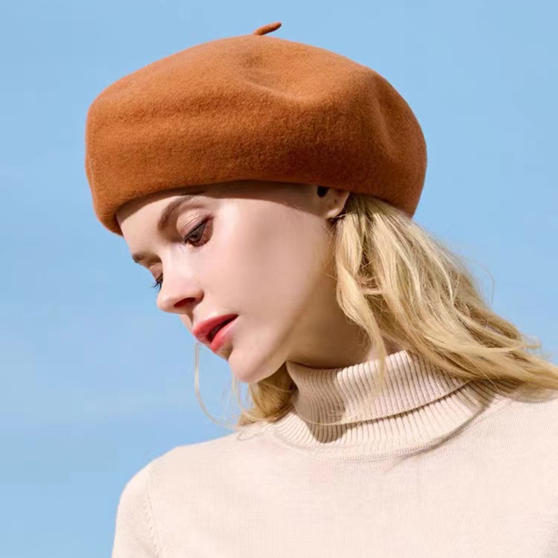 Beret French Wool - Simples outono inverno chapéu 100% lã