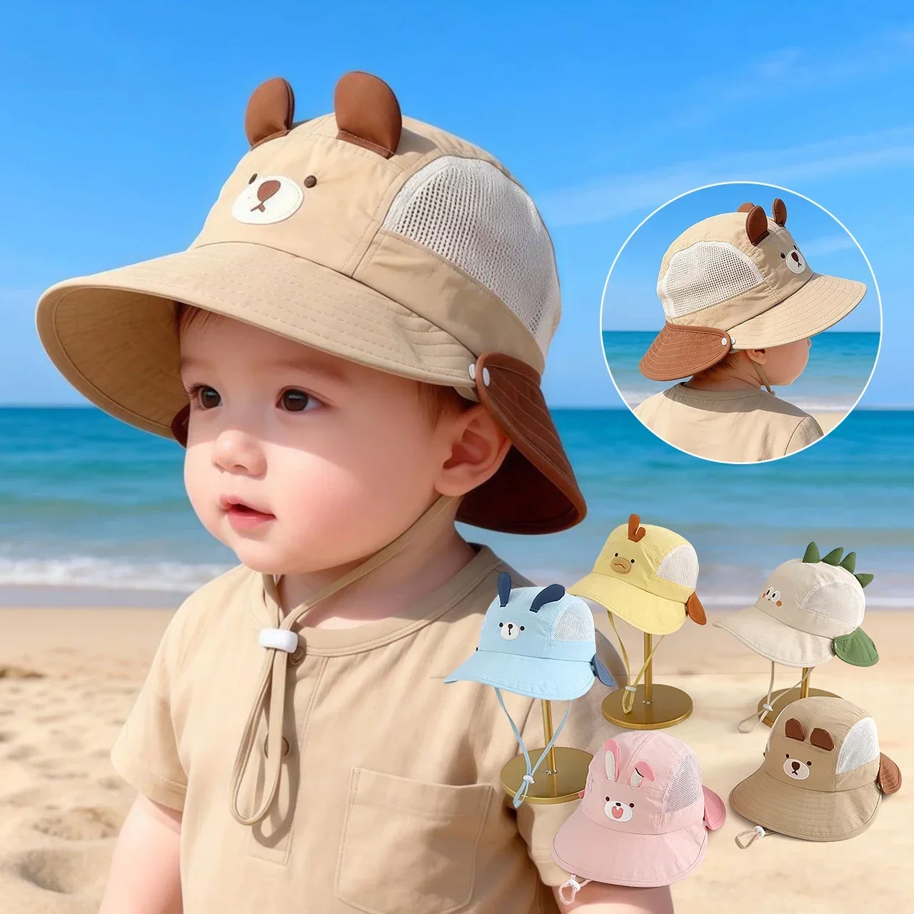 Sun Hat Wide Brim - Chapéu de Sol Infantil com Orelhas