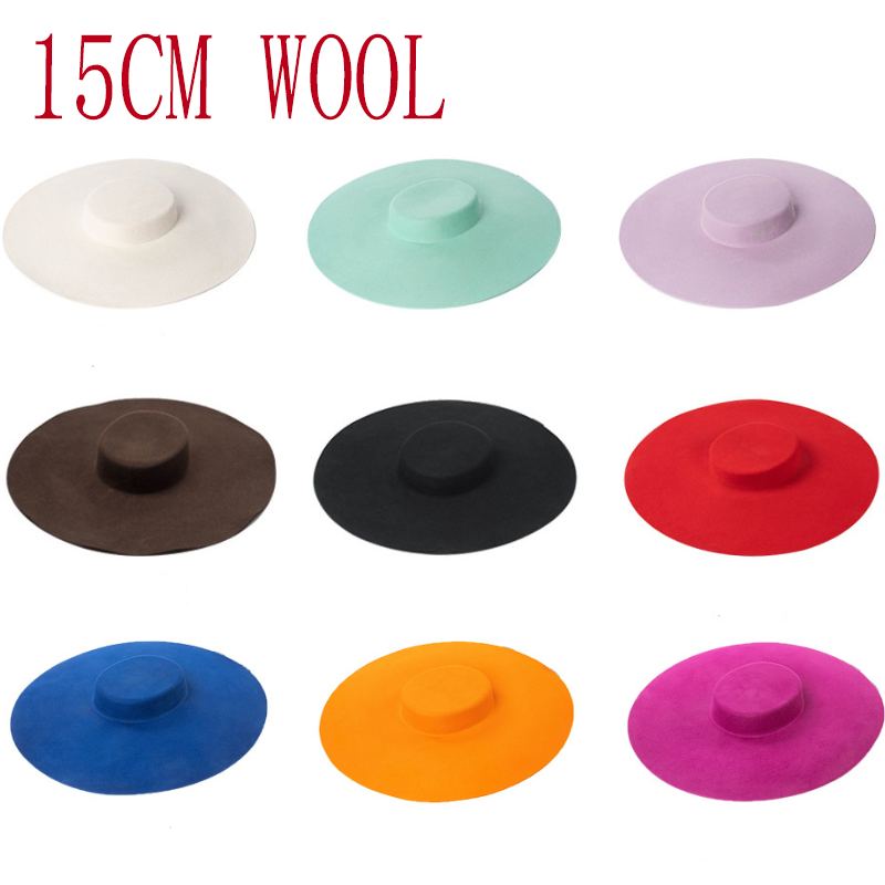 Fedora Hat Wool - 15cm lã de trigo aba larga
