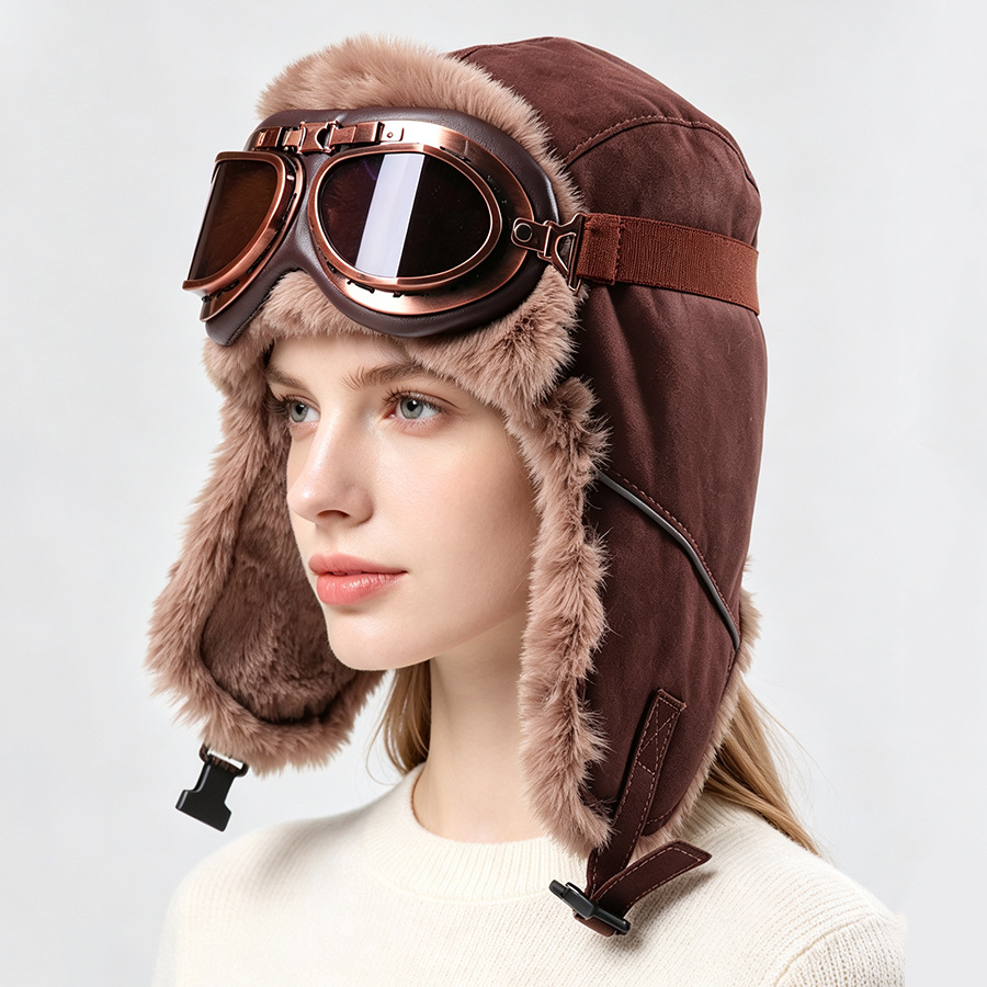 Winter Trapper Hat - Chapéu de Aviador Vintage com Óculos