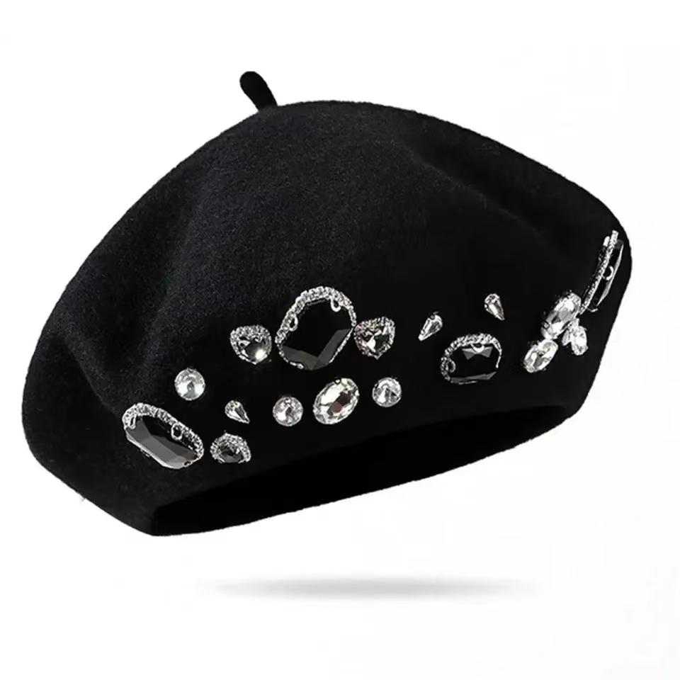 Boina francesa grossa strass d - Beret French Wool avaliação e preço