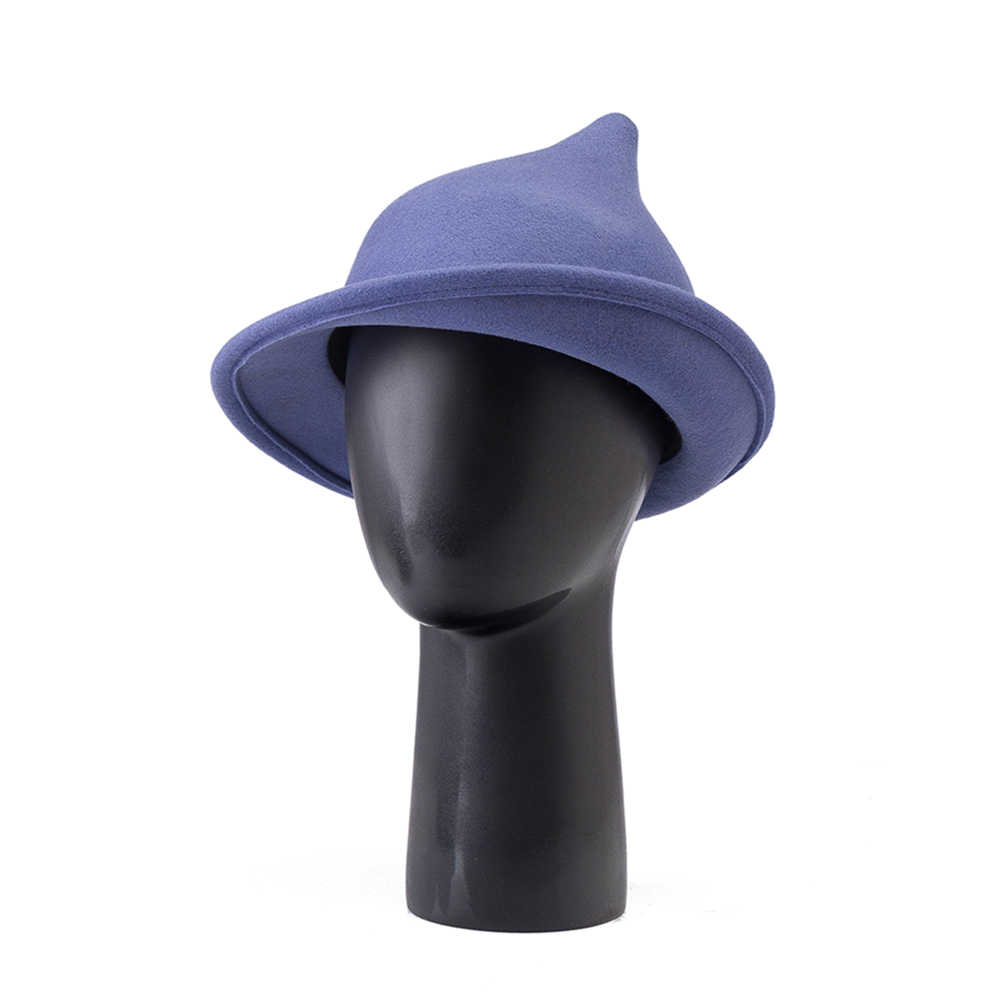 Moda bruxa 100% lã apontou cha - Fedora Hat Wool avaliação e preço