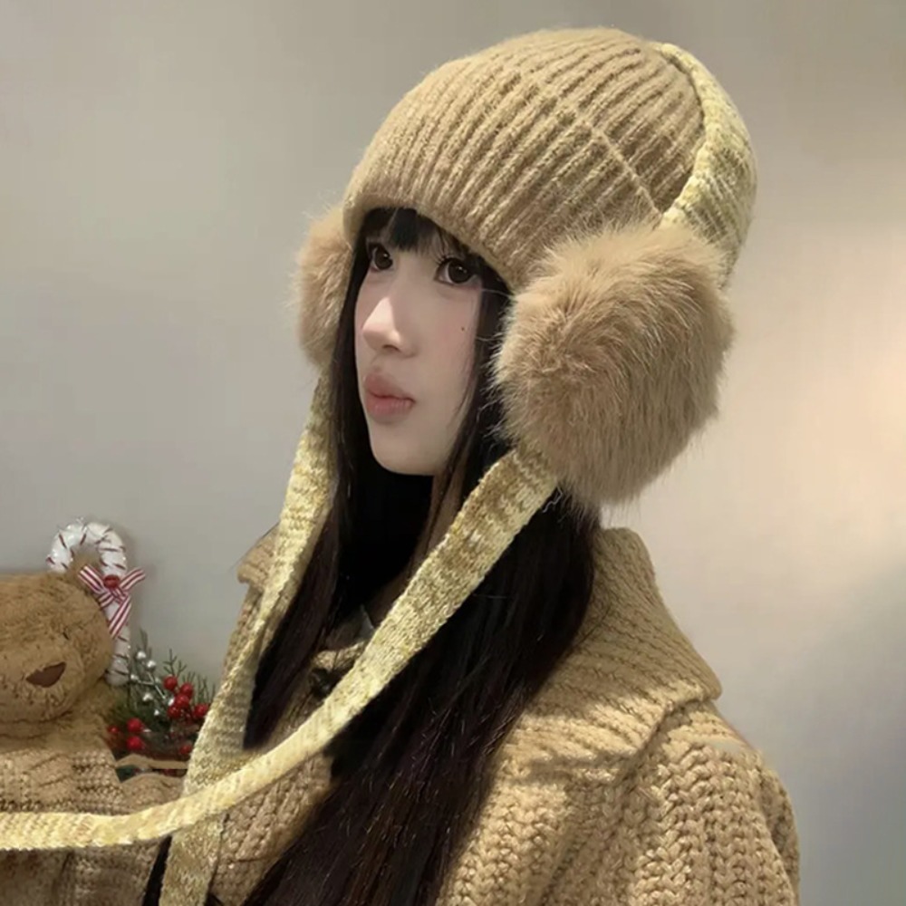 Gorro retrô de malha com prote - Beanie Cuffed Knit avaliação e preço