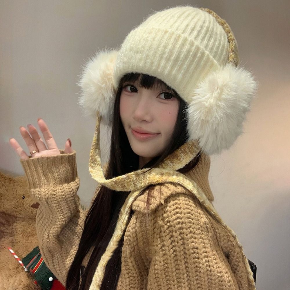 Gorro retrô de malha com prote - Beanie Cuffed Knit avaliação e preço