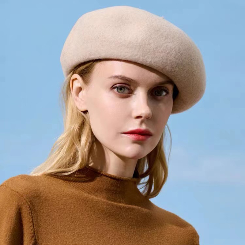 Simples outono inverno chapéu  - Beret French Wool avaliação e preço