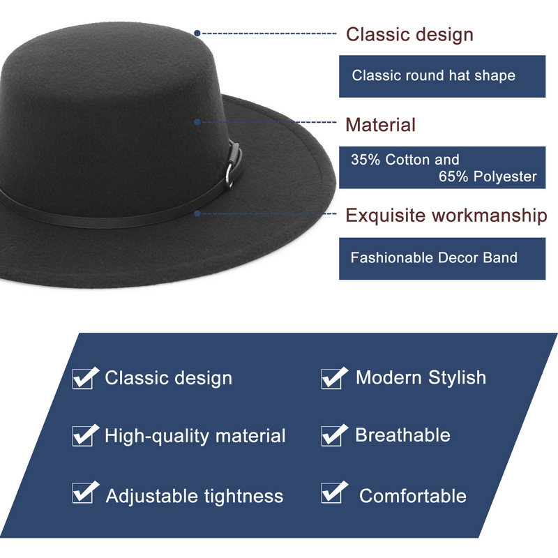 Chapéu fedora elegante de aba  - Fedora Hat Wool avaliação e preço