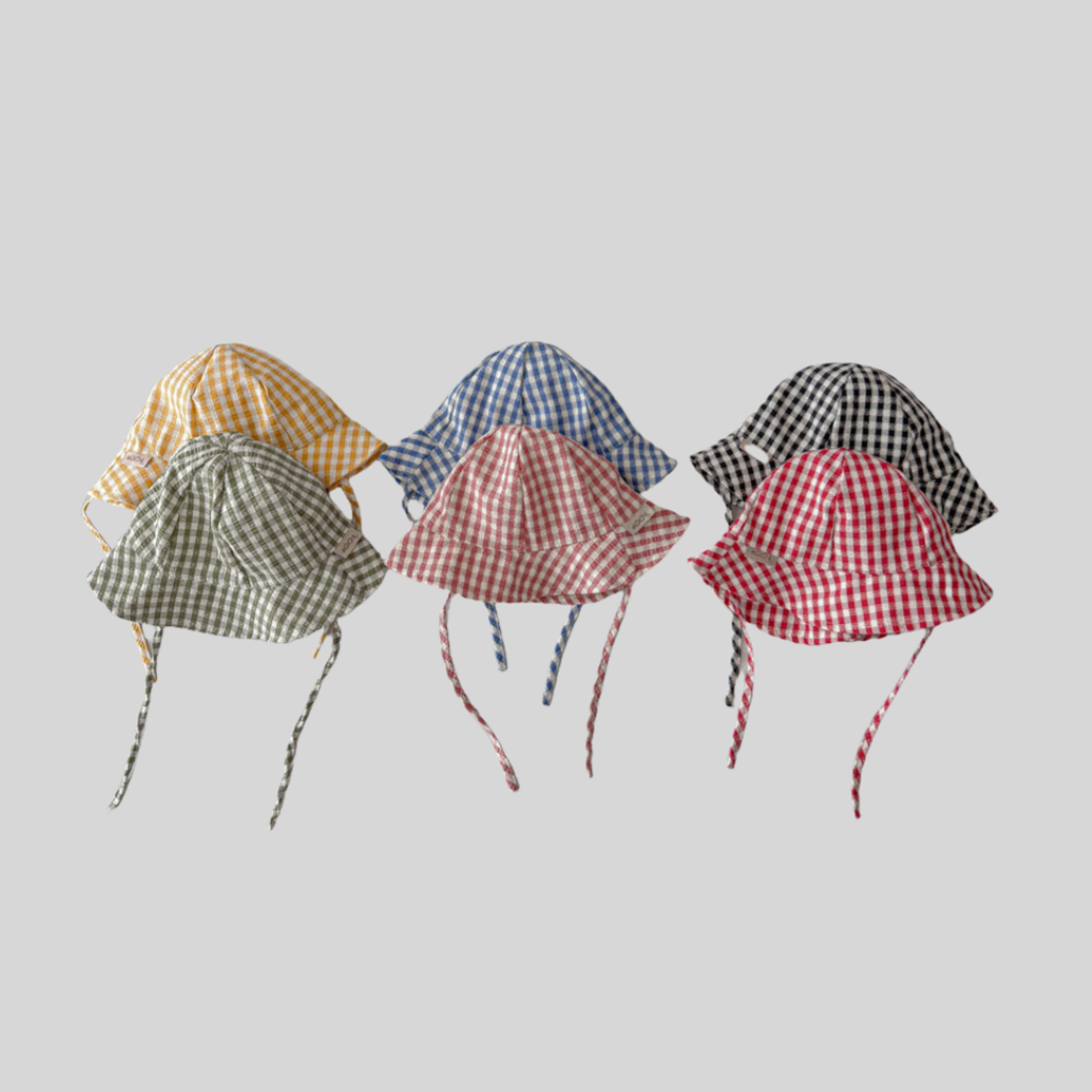 Ins estilo xadrez bebê balde c - Bucket Hat Cotton avaliação e preço